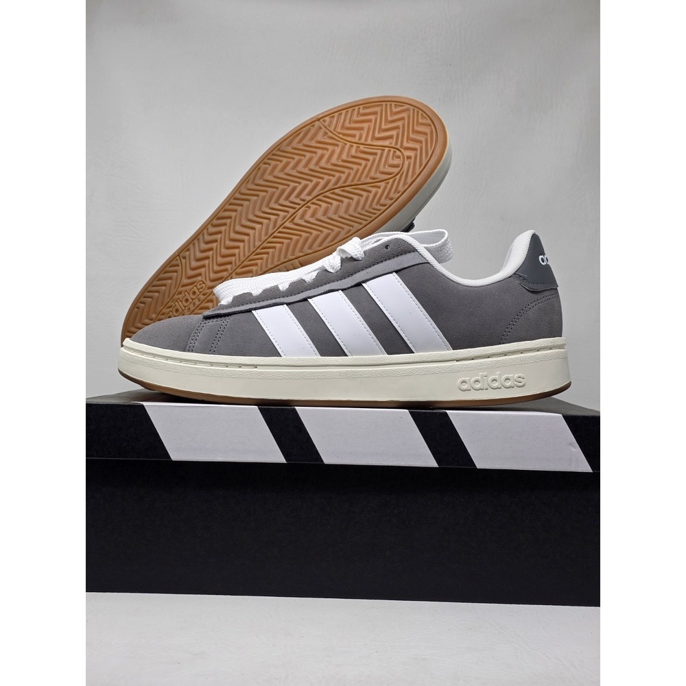 Adidas Grand Court Size 11.5 Mens Grey White Gum Casual Shoes JR0542 New